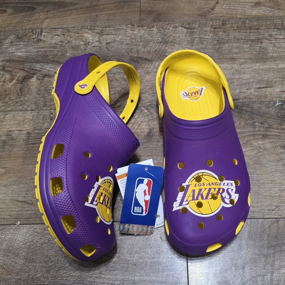 Crocs LA Lakers Sandals Men Size 11 - Picture 9 of 13